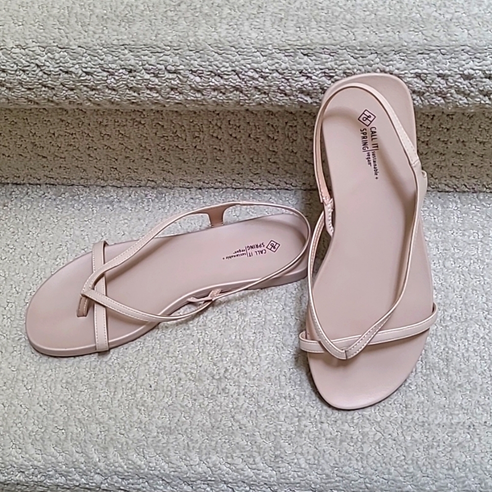 Call it Spring Light Pink Strappy Flat Sandals